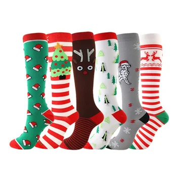Новые спортивные носки Взрослые компрессионные носки Хэллоуин Герметизирующие носки Рождественские носки Спортивные носки для бега до колен Нейлоновые носки для бега
