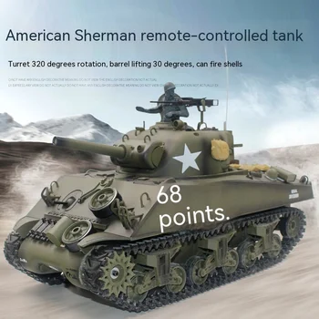 Новый Henglong 3898-1 Metal Us M4A3 Основной боевой танк Rc Модель США Sherman 1:16 Боевой симулятор Дистанционное управление Танк Модель Игрушки Автомобиль