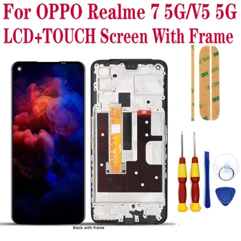 Оригинал для OPPO Realme 7 5G / V5 5G ЖК-дисплей Сенсорный дигитайзер в сборе для Realme 7 5G RMX2111 с заменой рамы