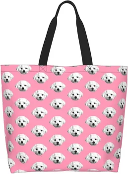  Пляжная сумка большой емкости, мультяшная сумка для покупок для собак многоразового использования, подходящая для взрослых и подростков