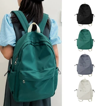  Повседневная дорожная сумка Рюкзак Рюкзаки для средней школы и колледжа Большая емкость Однотонные книжные сумки для девочки-студентки