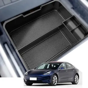  Подлокотник центральной консоли автомобиля для Tesla Model 3 2017 2018 2019 2020 Противоскользящие резиновые коврики Укладка Уборка Перчатка Коробка Авто Аксессуар