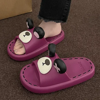 Противоскользящие тапочки для женщин летом 2023 мультяшные милые крытые домашние ванные пары EVA сандалии на толстой подошве для мужчин и женщин
