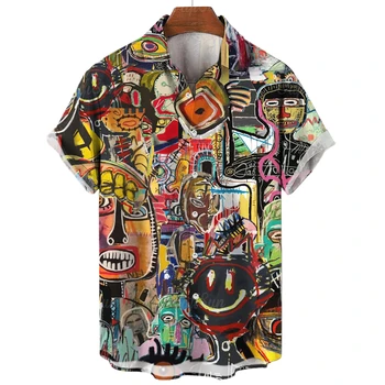 Рубашки и цветы Высококачественные элементы масляной живописи Рубашки для мужчин Классический художественный дизайн Мужская одежда Оверсайз Свободный топ
