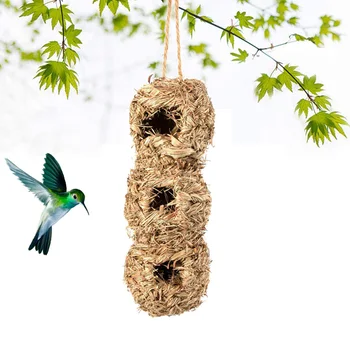  ручной работы натуральный открытый висячий попугай птичий домик садовый декор с 3 отверстиями колибри дом
