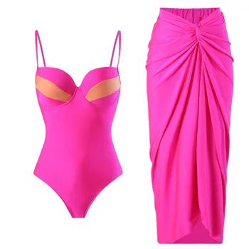 сексуальный комплект бикини модный 3d цветочный купальник платье женщины однотонный слитный купальник градиент купальник юбка пляжный купальник