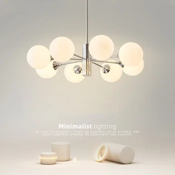 Современная светодиодная потолочная люстра для спальни столовой блеск молочно-белый стеклянный шар подвесной светильник кухня домашний декор подвесной светильник