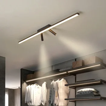 Современные светодиодные люстры с точечными светильниками Потолочные светильники с акриловой черной полосой для гостиной, столовой, кухни, коридора, внутреннего освещения