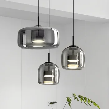 Современный стеклянный светодиодный подвесной светильник Скандинавская подвесная люстра для столовой для ресторана Кухня Спальня Прикроватная подвесная лампа