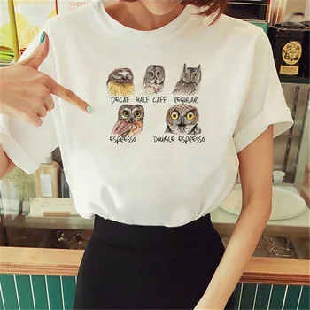 Совы футболка женская смешная харадзюку футболка женская японская комическая одежда