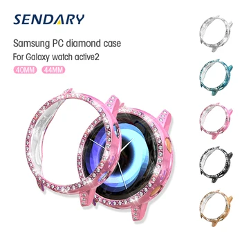  Чехол для часов со стразами для Samsung Galaxy Watch Active 2 40 мм 44 мм Защитный гальванический алмазный жесткий чехол