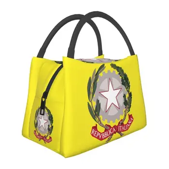 Эмблема Италии Изолированные сумки для ланча для женщин Итальянский флаг Портативный холодильник Тепловая еда Ланч-бокс Работа Путешествия